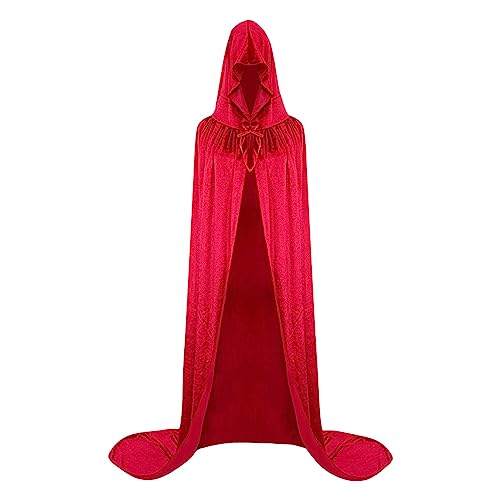 ADMAY Disfraz de bruja de Halloween para mujer, disfraz de diablo Y21K, capas con capucha y disfraces para mujer, parejas largas, chaqueta de Halloween, disfraz de Nezuko Cosplay (rojo, L)