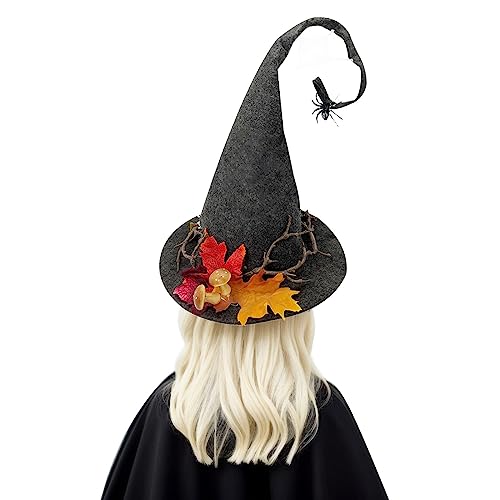ADMAY Disfraz de Halloween para mujer, piratas, diablo, disfraz de bruja, para hombres y mujeres, sombrero de bruja, rama, decoración, sombrero de bruja, películas de amor gratis, gris oscuro, Talla