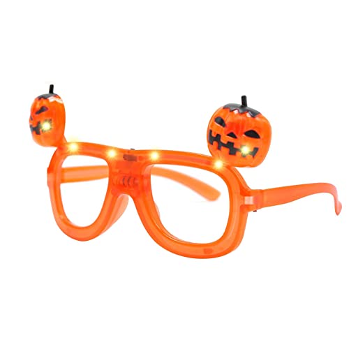 Aelevate Halloween Marcos gafas LED, Gafas con marco cabeza calabaza con luz LED, Juguetes calabaza novedosos, Fiesta Halloween divertida Bueno para niños Accesorios cosplay