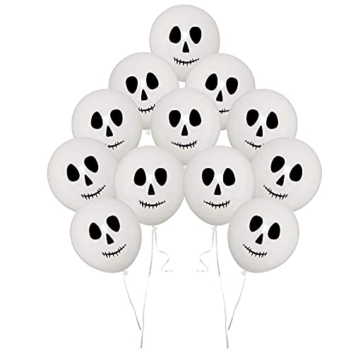 AKH® 15 globos de Halloween,Globo de esqueleto de látex de 28 cm,truco de Halloween o trato divertido de fiesta,Globos de estilo Halloween