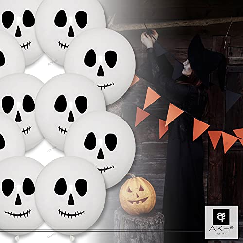 AKH® 15 globos de Halloween,Globo de esqueleto de látex de 28 cm,truco de Halloween o trato divertido de fiesta,Globos de estilo Halloween