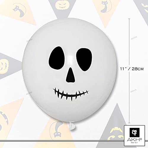 AKH® 30 globos de Halloween,Globo de esqueleto de látex de 28 cm,truco de Halloween o trato divertido de fiesta,Globos de estilo Halloween