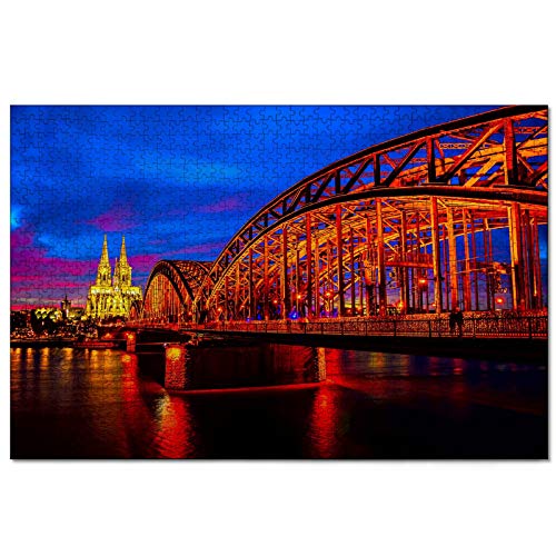 Alemania Colonia Puente del Rin Rompecabezas de 1000 Piezas para Adultos y familias, Regalo de Viaje de Madera, Recuerdo de 30 x 20 Pulgadas
