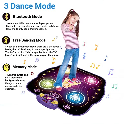 Alfombrilla de baile para niños de 3 a 12 años, almohadilla de baile electrónica con pantalla LED, Bluetooth, 9 niveles de desafío,antideslizante, juguete de juego de música, regalo para niños y niñas