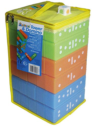 alldoro Tower & Domino, Torre y Domino Juego en uno, Gran diversión para niños a Partir de 2 años, Ideal para jardín y Playa