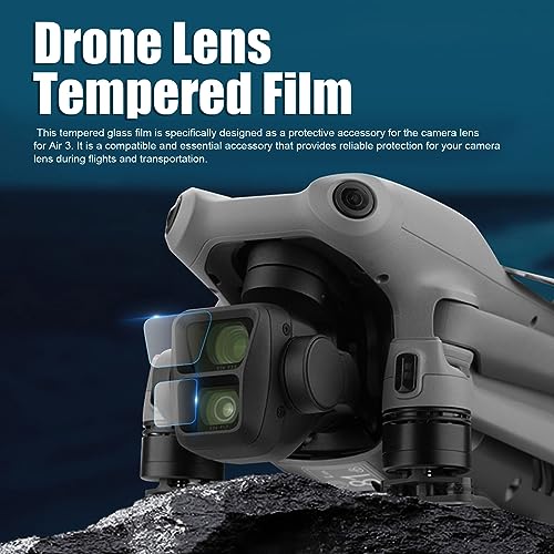 Alomejor Cristal templado 9H de alta dureza, accesorio perfecto para el protector de lente de cámara Air 3 Drone (2 juegos)