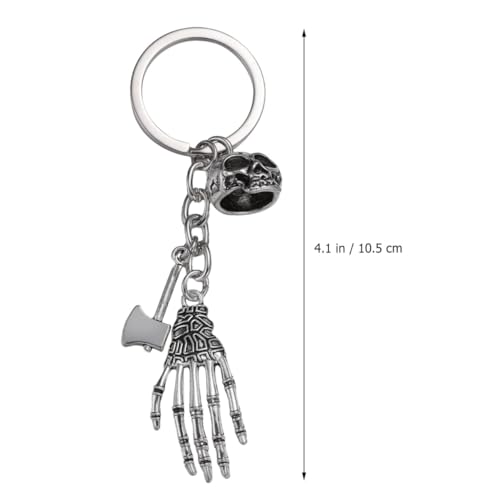 Amosfun Llavero de Halloween con calavera de metal, diseño de esqueleto, llavero decorativo para llaves del coche, bolso o teléfono