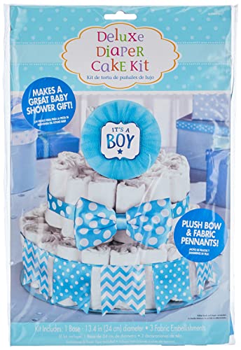 Amscan 10023014 Party Supplies Blue It's A Boy Baby Shower Pañal Kit de decoración de pasteles, algodón, multicolor, 13 1/4 pulgadas de diámetro