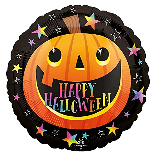 Amscan 4316701 - Globo redondo de calabaza de Halloween Smiley - 17 pulgadas