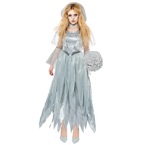 amscan 9917926 - Disfraz de novia fantasma zombi para mujer (vestido de Reino Unido 14-16)