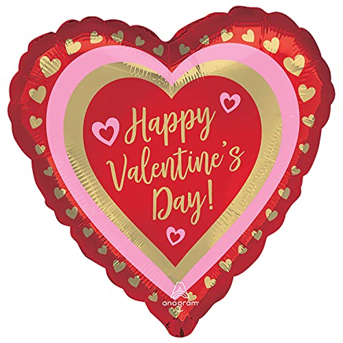 Amscan Anagram 4365401 - Globo de papel de aluminio con corazones dorados para el día de San Valentín (45,72 cm)