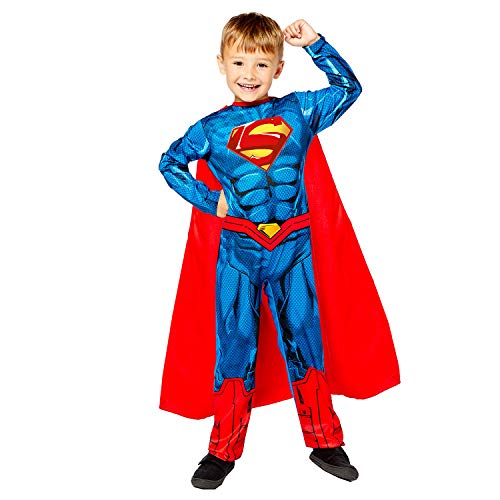 amscan-Disfraz Inf. W.B.: Superman Eco Talla 3-4 Años Super hero, color azul, (361-9910129_0194099040402)