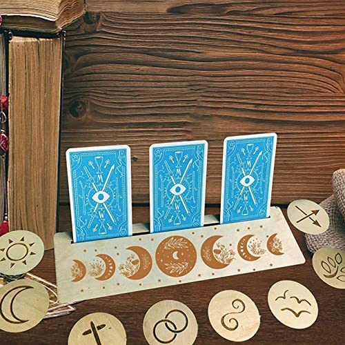 Andoer 2 Uds Soporte para Cartas de Tarot de Madera Rectangular en Forma de Luna Tarot Soporte de Madera para Tarjetas para Herramientas de Adivinación de Brujas Decoración de Altar