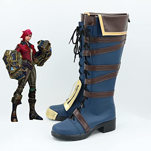 Anime Arcane Vi Cosplay Shoes Fancy Boots Women Men High Boots Custom-made For Halloween Carnival Party Prop 41 Female