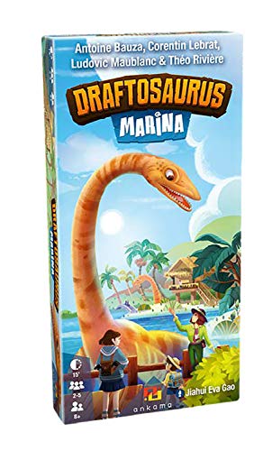 Ankama Draftosaurus: Marina - Añade nuevos dino-meeples a tu parque, nuevas formas de ganar puntos, jugar con o sin expansión de espectáculo aéreo | 2-5 jugadores, 15-20 minutos, edades de 8 en