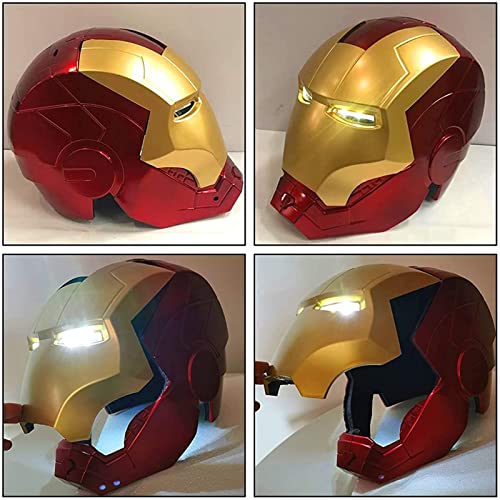 AOKLEY Iron Man Casco electrónico Máscara Halloween Casco Película Anime Superhéroes Cosplay Tamaño completo Prop Niños Adultos Disfraces Disfraz Réplica Máscara facial,Red-Adult（65cm）