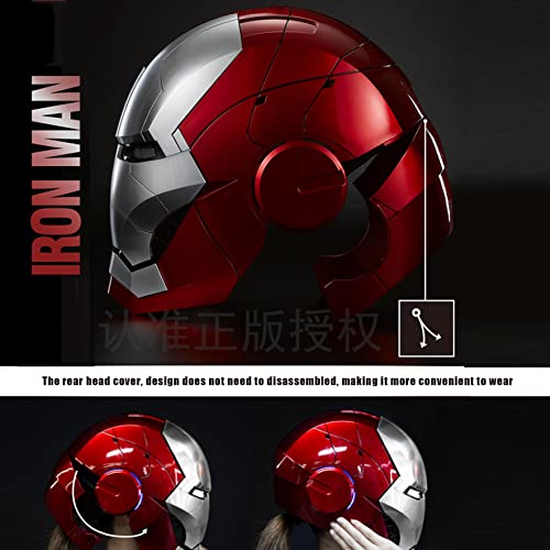 AOKLEY Mk5 Casco electrónico de Iron Man 1: 1 portátil, con control remoto y sensor táctil para Avengers Movie Role-Playing Halloween Disfraces Accessori,Silver-One size