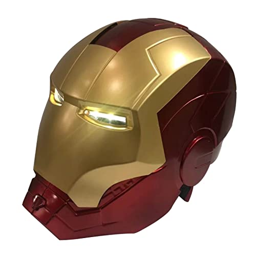AOKLEY Vengadores Iron Man Casco 1/1 Máscara de juguete Usable y luminosa Headcowl Superhéroes Cosplay Accesorios de película para fiesta de Halloween Mascarada Regalos,Metallic-Adult（65cm）