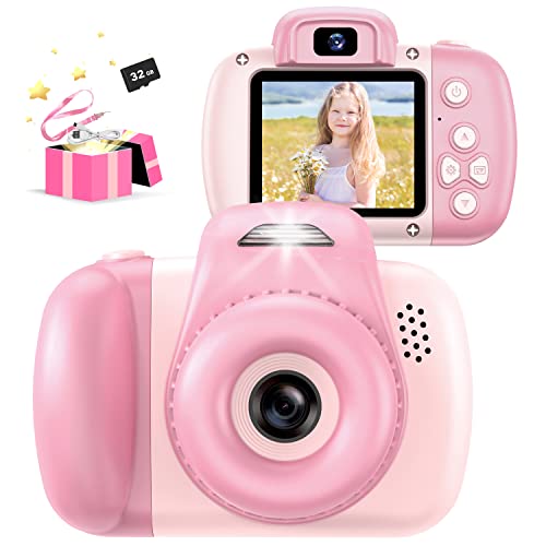 AONISE cámara para Niños, Cámara Digital Selfie Niños, con la Lámpara de Flash, Grabadora de Vídeo HD 1080p, Cámara de Fotos Infanti Juguetes Niños, Regalo para Niño, Niña de 3 a 12 Años (Pink)