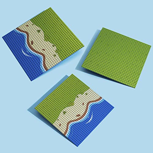 Apostrophe Games Placas Base de Bloques de Construcción de la Isla Compatibles con Las Principales Marcas - Paquete de 3 Placas de Isla-2 Rectas y 1 Central para Expandir su Isla - 25,4 cm x 25,4 cm