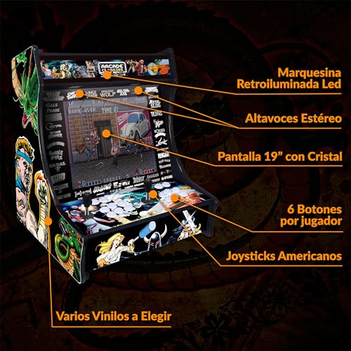 Arcade recreativa, Incluye 9.800 Juegos, Joysticks Arcade de Tipo Americano con 6 Botones de Juego, Incluye Placa Pandora DX 2 Plus, Posibilidad de Jugar hasta 4 Jugadores, Modelo Dragon