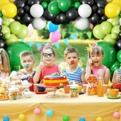 Arco de globos verde, negro y amarillo, kit de guirnalda de globos BTZO Tractor, globos negros y amarillos verdes para temática de granja, cumpleaños, baby shower, graduaciones, decoraciones de fiesta
