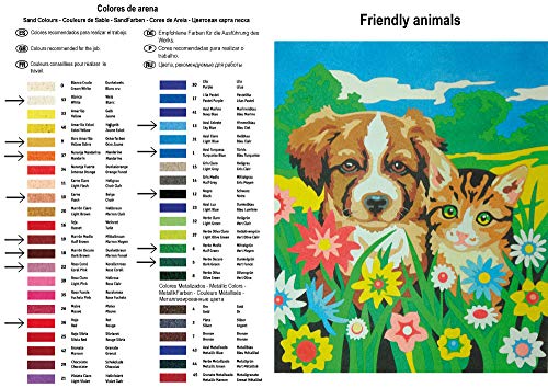 Arenart | 1 Lámina Perro y Gato 38x46cm | para Pintar con Arenas de Colores | Manualidades para Adultos y Jóvenes | Dibujo Fácil | Pintar por números | +9 años