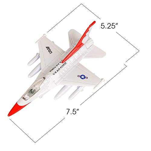 ArtCreativity Diecast F-16 Jets de combate con mecanismo de retroceso, juego de 2, juguetes de combate de avión de metal fundido para niños, decoración de pasteles militares de la Fuerza Aérea