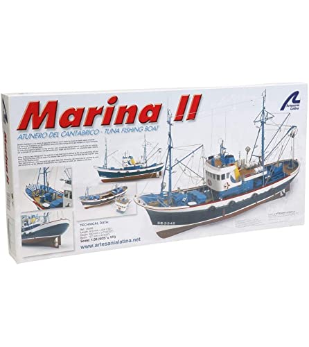 Artesanía Latina - Maqueta de Barco en Madera - Barco de Pesca Bonitero del Mar Cantábrico, Marina II - Modelo 20506, Escala 1:50 - Maquetas para Montar - Nivel Avanzado