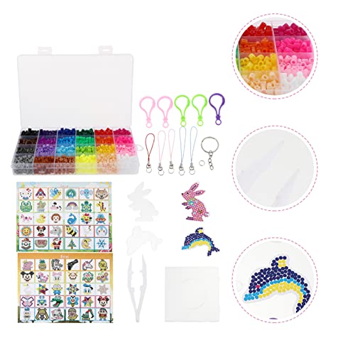 ARTSIM Fuse Beads Craft Perler Beads: DIY Art Craft Llaveros Accesorios 1 Set Pegboards Pattern Card Pinzas Set