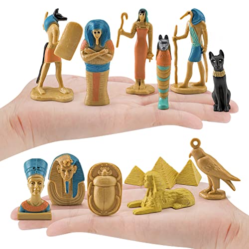 Asarly Antiguo Egipto Dios Egipcio 12 Piezas Estatua, Dioses egipcios en Miniatura y diosas Juego de Figuras coleccionables