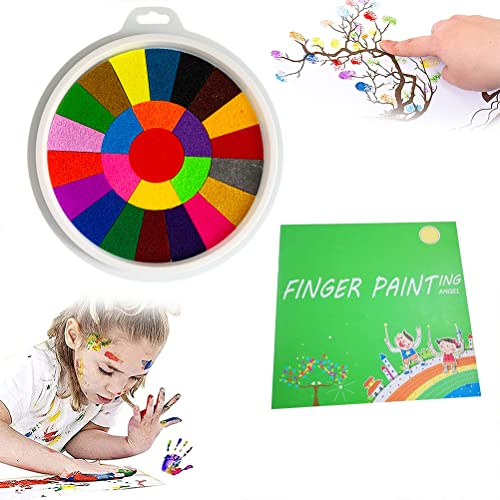 Asarly Funny Finger Painting Kit and Book, 12/25 Color Washable Finger Drawing with Finger Paint Book, Easy Clean & Non Toxic Paint Toys for Kids Early Learning School Home Painting