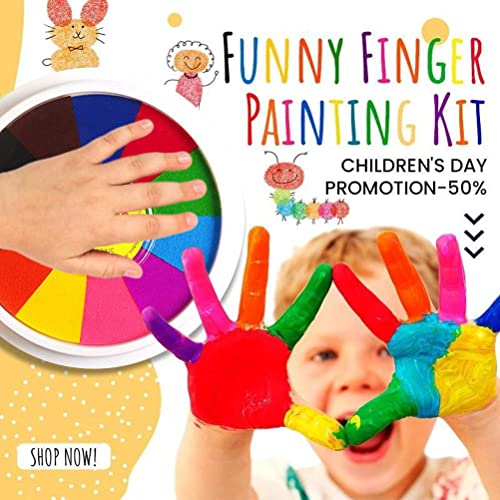 Asarly Funny Finger Painting Kit and Book, 12/25 Color Washable Finger Drawing with Finger Paint Book, Easy Clean & Non Toxic Paint Toys for Kids Early Learning School Home Painting