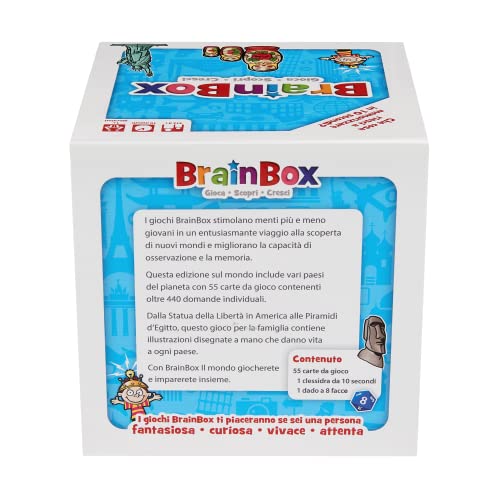 Asmodee - BrainBox: El Mundo - Juego para Aprender y Entrenar Mente, 1+ Jugadores, 8+ Años, Edición en Italiano