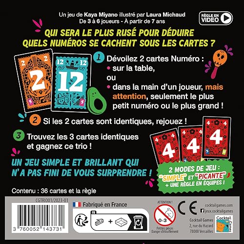 Asmodee Cocktail Games – Trio – Juegos de mesa – Juegos de cartas – Made in France – Juegos de familia y niños a partir de 7 años – 3 a 6 jugadores – 15 min – Versión francesa