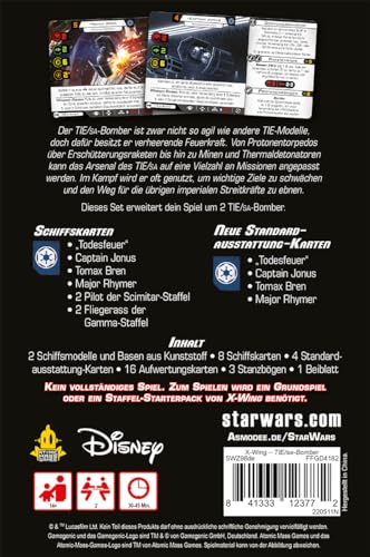 Atomic Mass Games | Star Wars: X-Wing 2ª edición – Bombardero Tie/SA | Expansión | Mesa | 2 Jugadores | A Partir de 14 años | 30-45 Minutos | Español