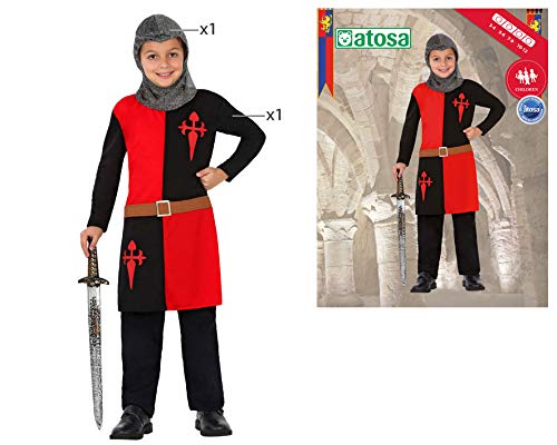 Atosa disfraz caballero cruzadas niño infantil negro rojo 10 a 12 años