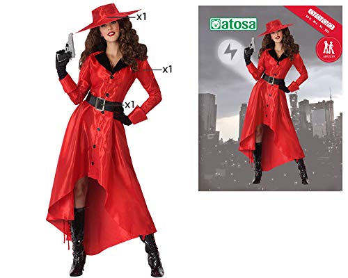 Atosa disfraz detective héroe cómic rojo mujer adulto M