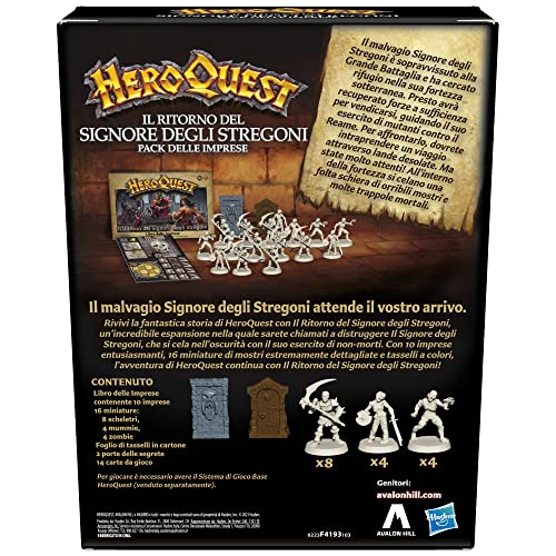 Avalon Hill, HeroQuest El Regreso del Señor de los Hechiceros, Pack de Empresas, Juego de Aventura Fantasía Estilo Dungeon Crawler, para Jugar es Necesario Tener el Sistema de Juego Base HeroQuest