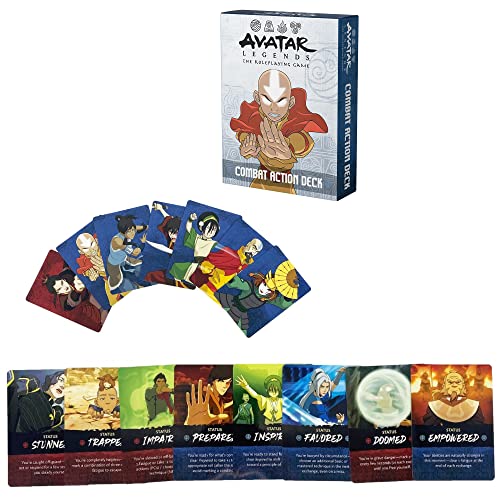 Avatar Legends The RPG: Expansión de mazo de acción de combate, paquete de expansión de 55 cartas que se utilizará con el libro básico de Avatar Legends RPG, cuenta con postura, técnica y tarjetas de