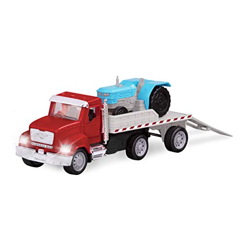 B.- Driven by Battat Plataforma Luces y Sonidos pequeño Granja – Camión Tractor para niños – Partes móviles – Vehículo de Juguete Realista – Micro Flatbed Truck, Color Unico (Branford Ltd. WH1073Z)