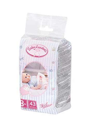 Baby Annabell Nappies for 43 cm Dolls - Easy for Small Hands, Creative Play Promotes Empathy and Social Skills, For Toddlers 3 Years and Up - 5 Pack