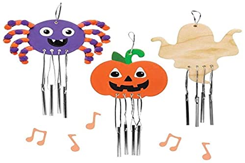 Baker Ross Carrillones de Halloween de madera (pack de 4) para manualidades y decoraciones infantiles de Halloween