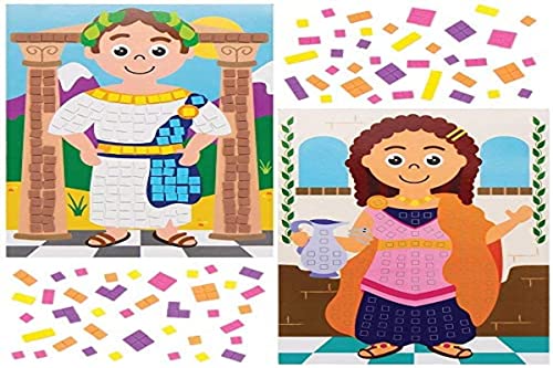 Baker Ross Kits Imágenes de Mosaicos Romanos AX126 (paquete de 4) para proyectos de arte y manualidades para niños, surtidos