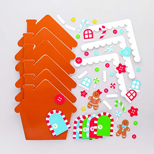 Baker Ross Kits Tarjetas Casa de jengibre (Pack de 6) para manualidades y decoraciones navideñas infantiles
