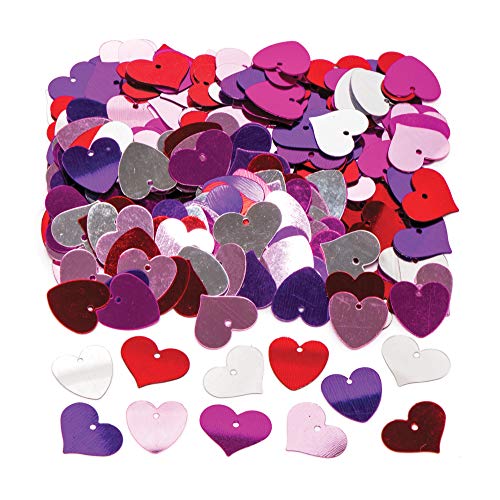 Baker Ross Lentejuelas con forma de corazón (Por tarrina) Para manualidades para niños para el Día de la Madre y San Valentín