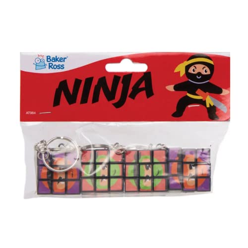Baker Ross Llaveros con Puzles Cúbico Ninja AT984 (Paquete de 4) para Bolsos de Fiesta y pequeños Juguetes para niños, Surtidos