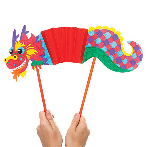Baker Ross Marioneta de Dragon (Pack de 5) Actividad de manualidades infantiles del año nuevo chino para decorar