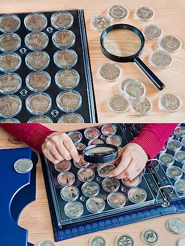 Bakiauli 100 Piezas Cápsulas de Monedas, Cajas de Recogida de Monedas Transparentes con Arandelas Protectoras