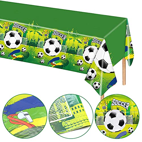 Bakiauli 3 Piezas Mantel de Futbol, Impermeables Manteles, Manteles de Fiesta Temáticos de Fútbol,Suministros para Fiestas de Cumpleaños, Decoraciones Al Aire Libre